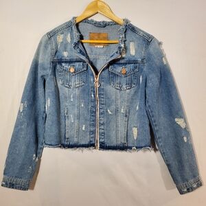 one 5 one Light Blue Distressed Jean Jacket